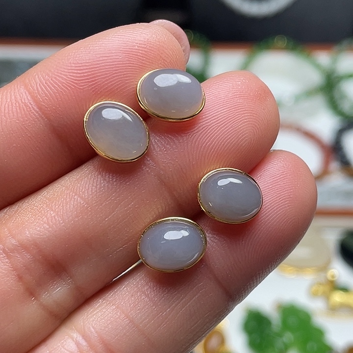 和田玉银S925镶嵌耳饰颜色多样性发其一