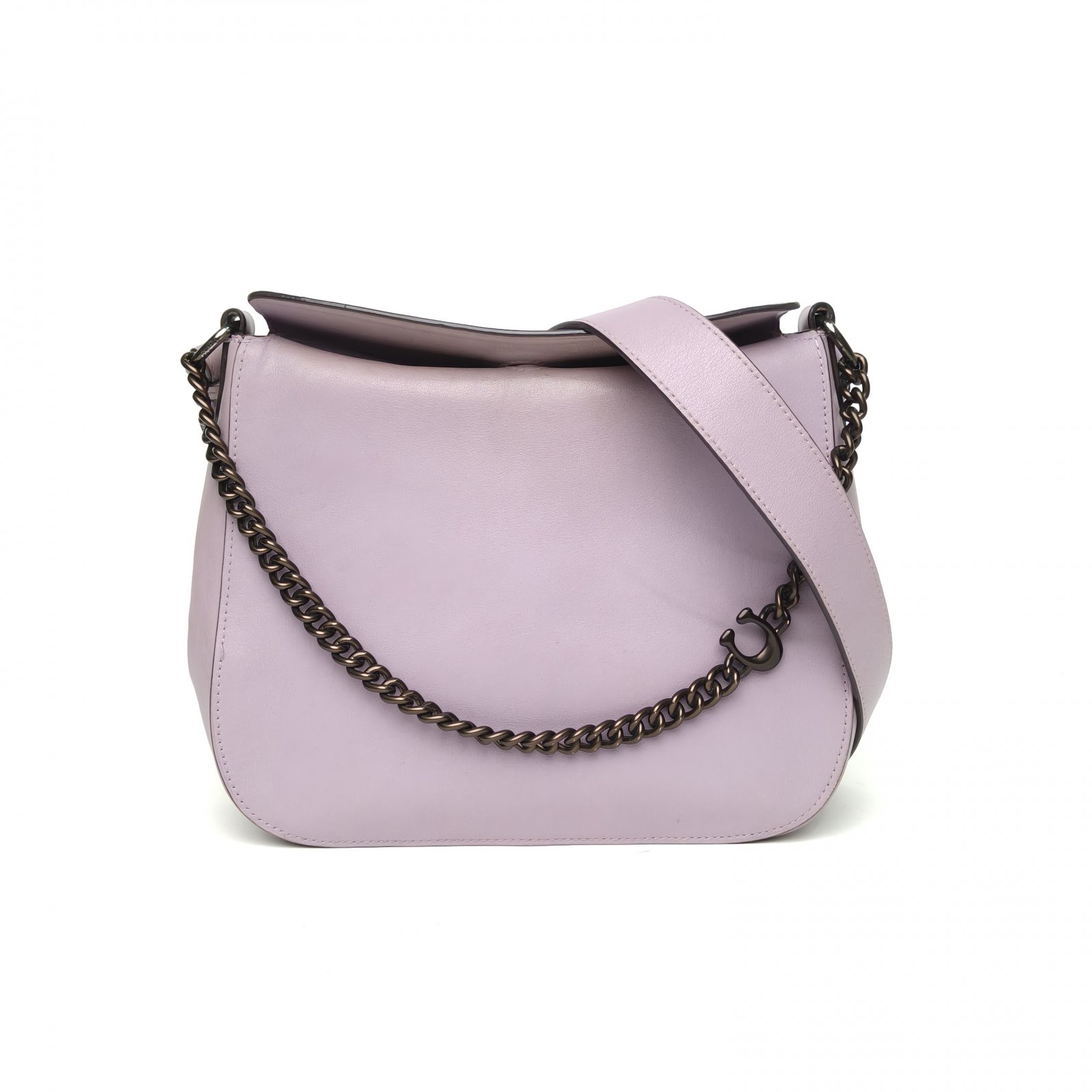 95新 COACH/蔻驰 攀攀. 紫色 皮革C 钨钢扣 单肩斜挎包