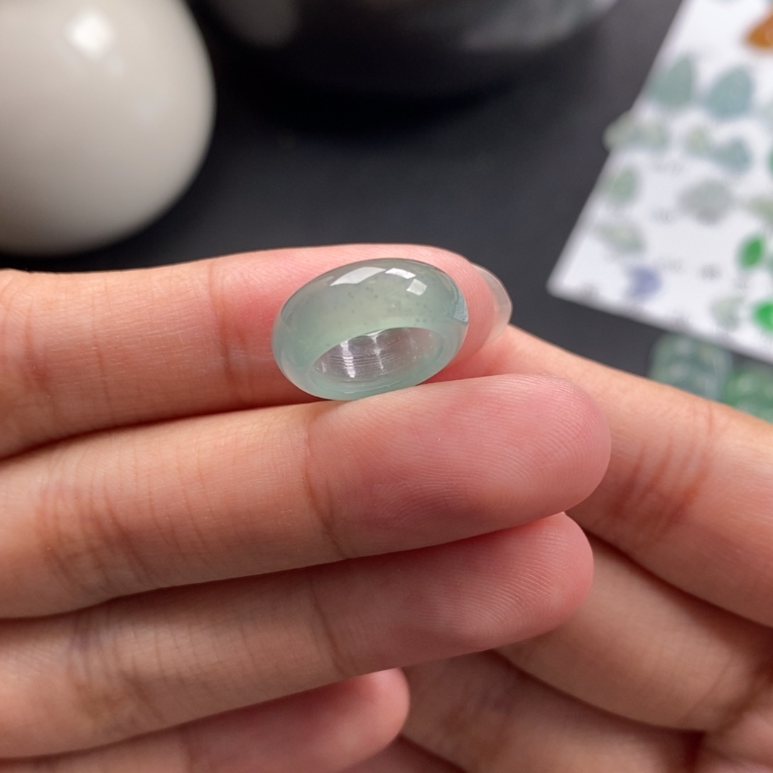 翡翠裸石冰晴雪花棉跑环