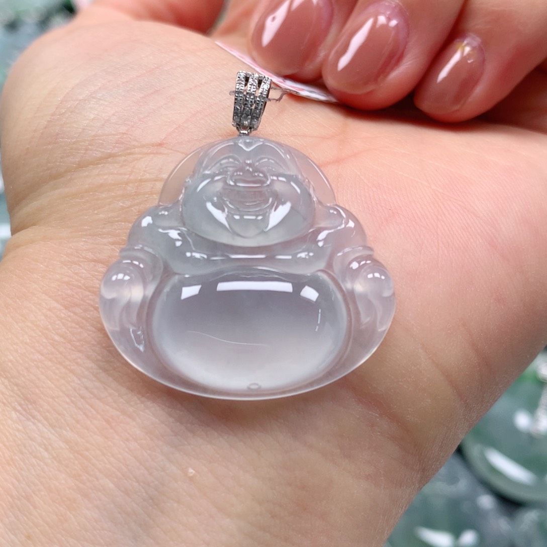 翡翠颈饰18K金镶嵌天然翡翠