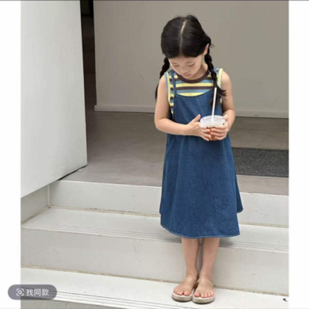 女童背带牛仔裙 现货