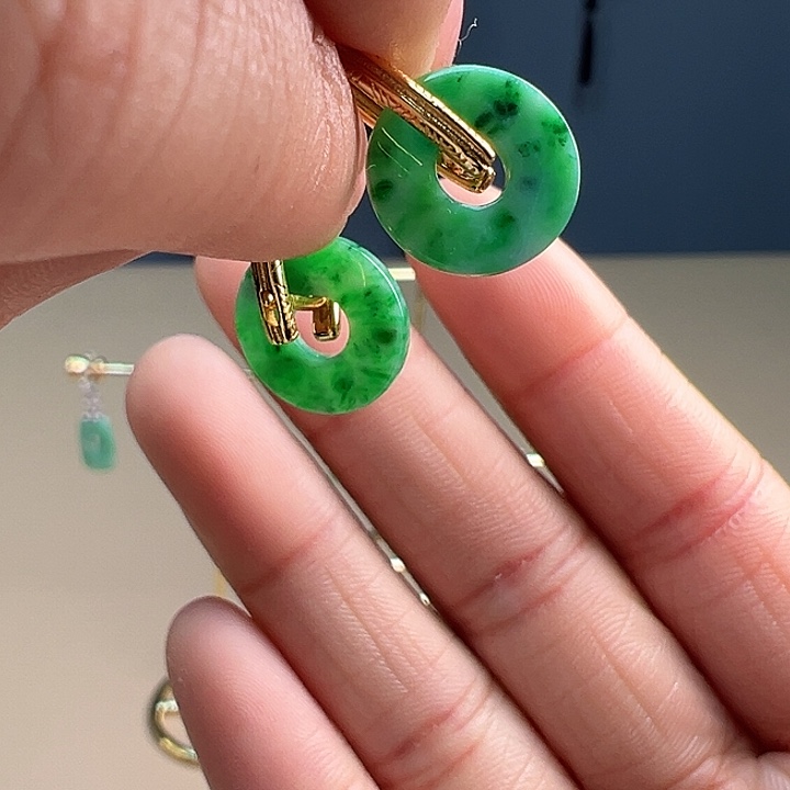 翡翠耳饰银S925镶嵌耳饰