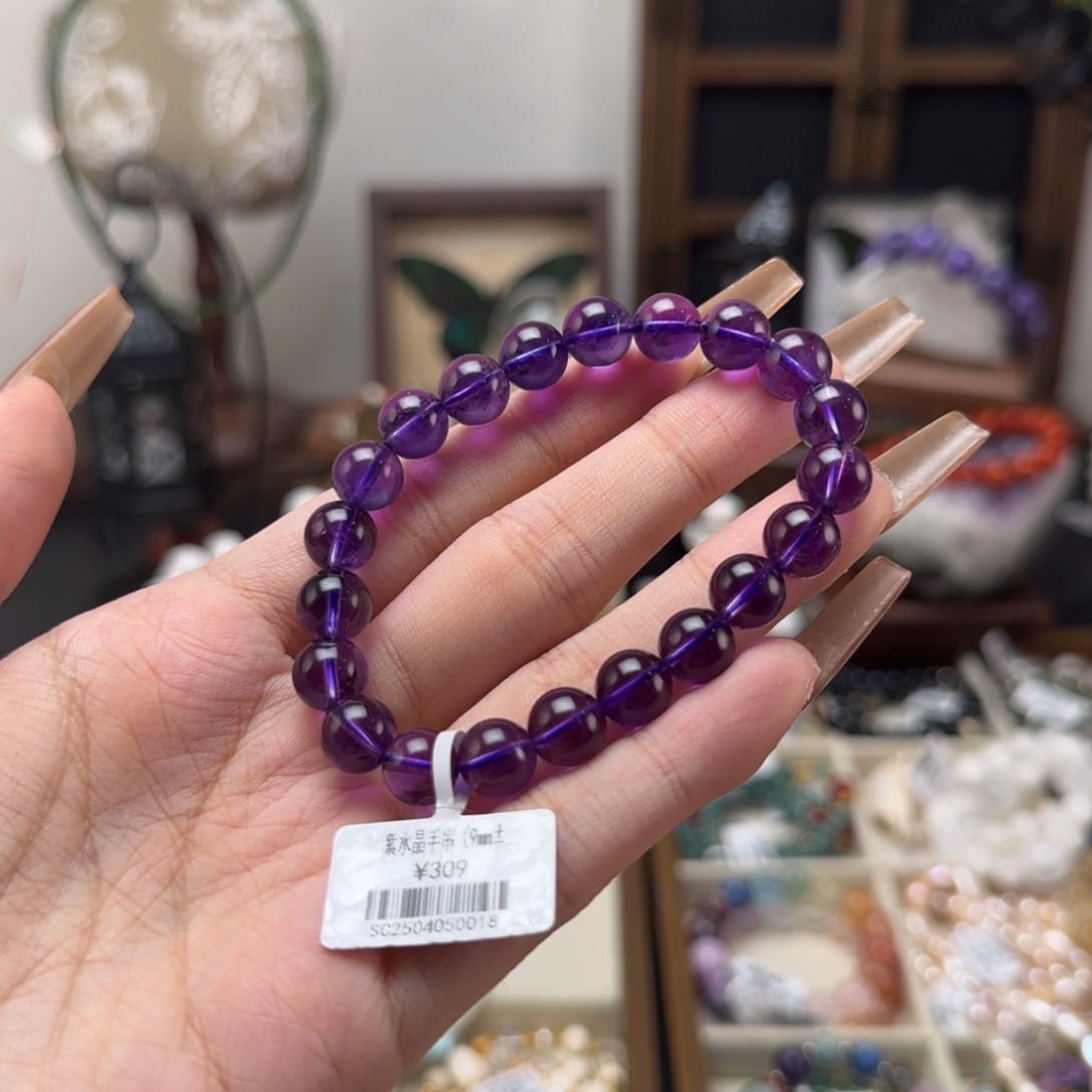 水晶手串未镶嵌乌拉圭紫水晶