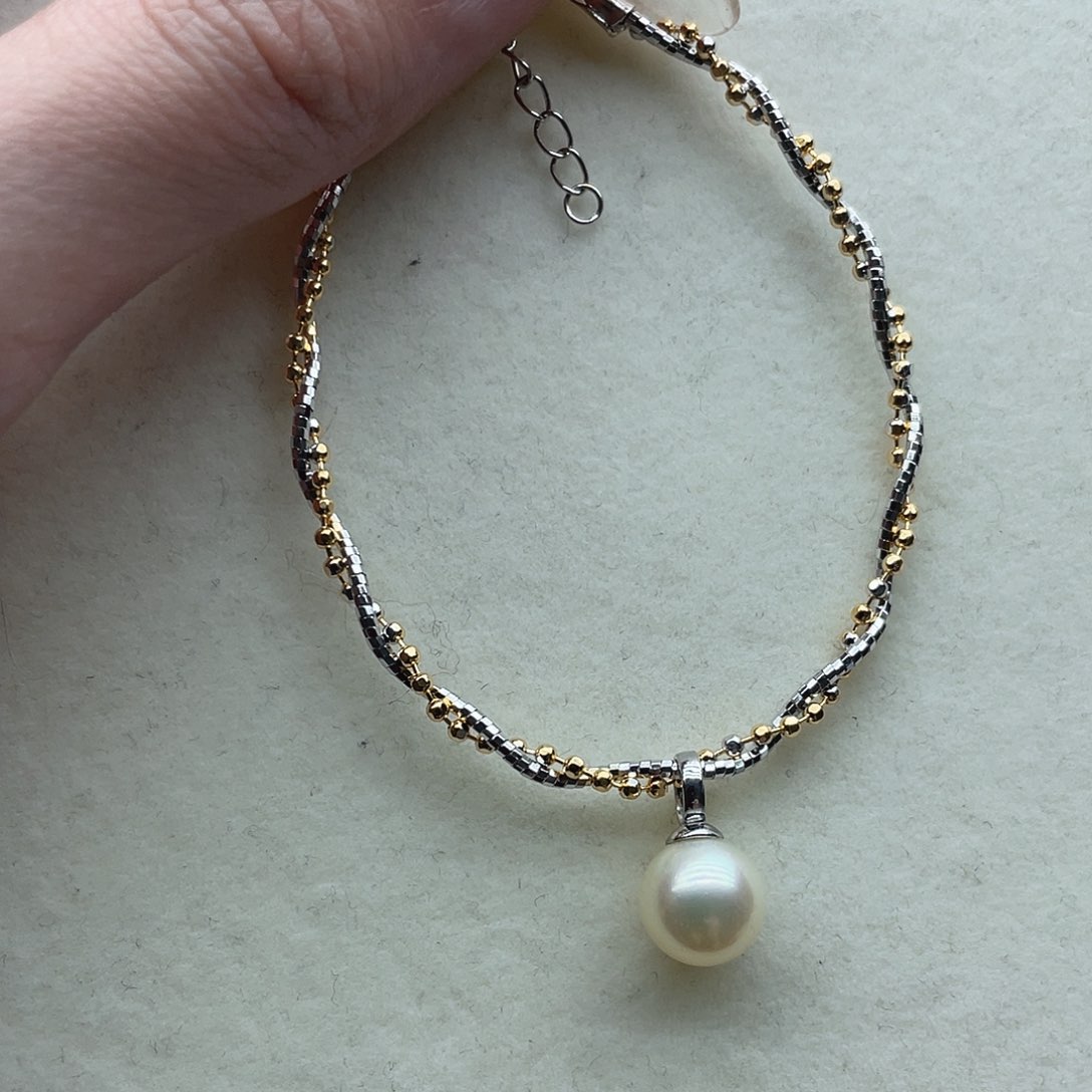 银S925镶嵌海水珍珠手链66