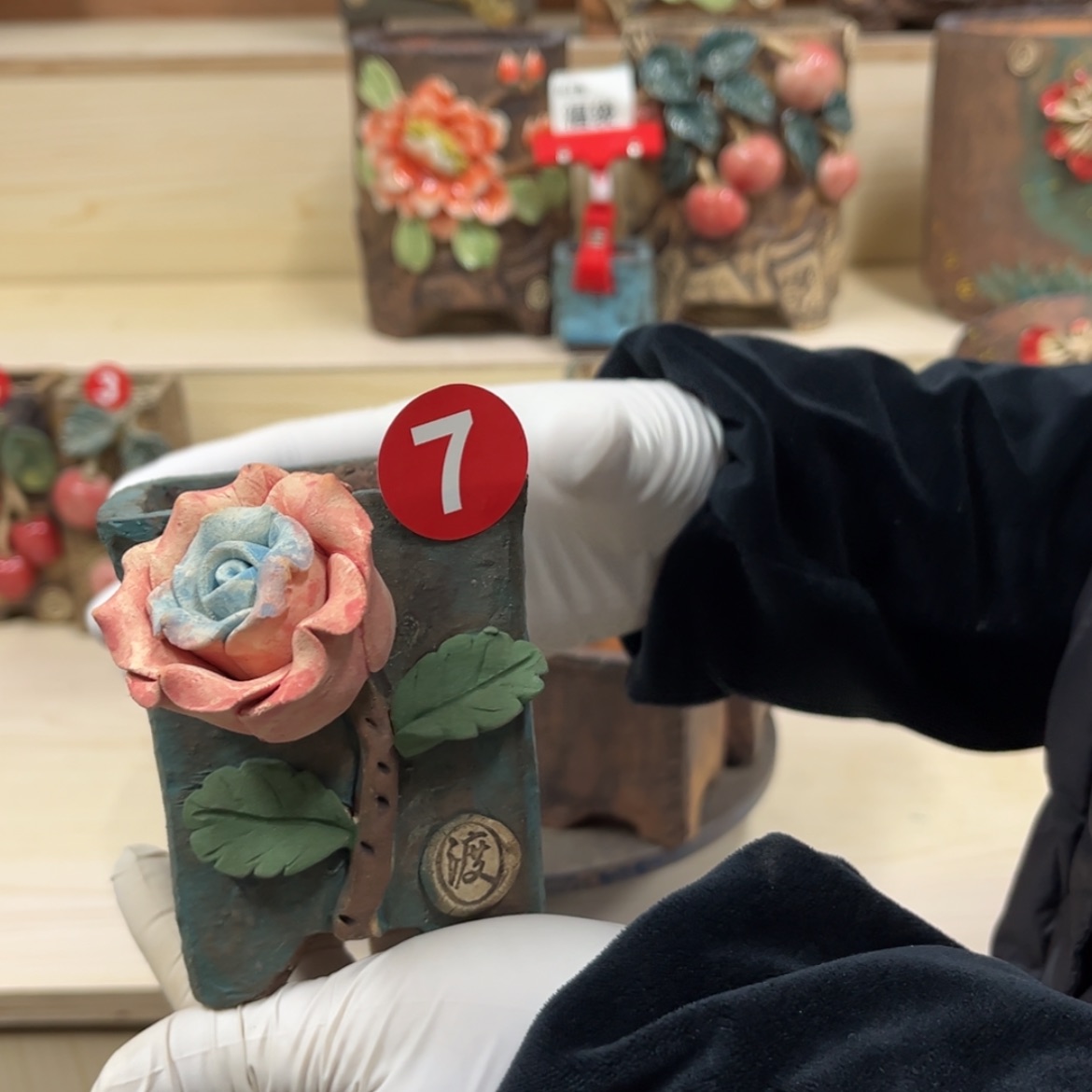 【闪购商品】紫砂花盆7号内口径6.5×6，带脚高9