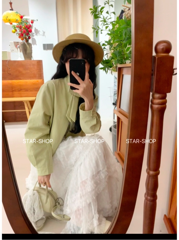 ｛柠檬绿茶｝春 蝴蝶 韩系简约 风衣外套