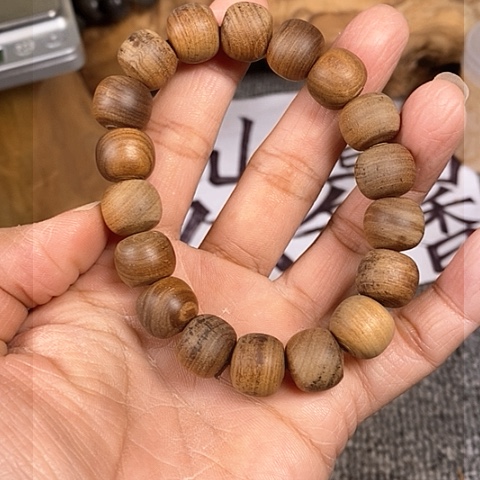 檀香木手串/手链老山檀香黑肉虎纹11/12沉水没抛