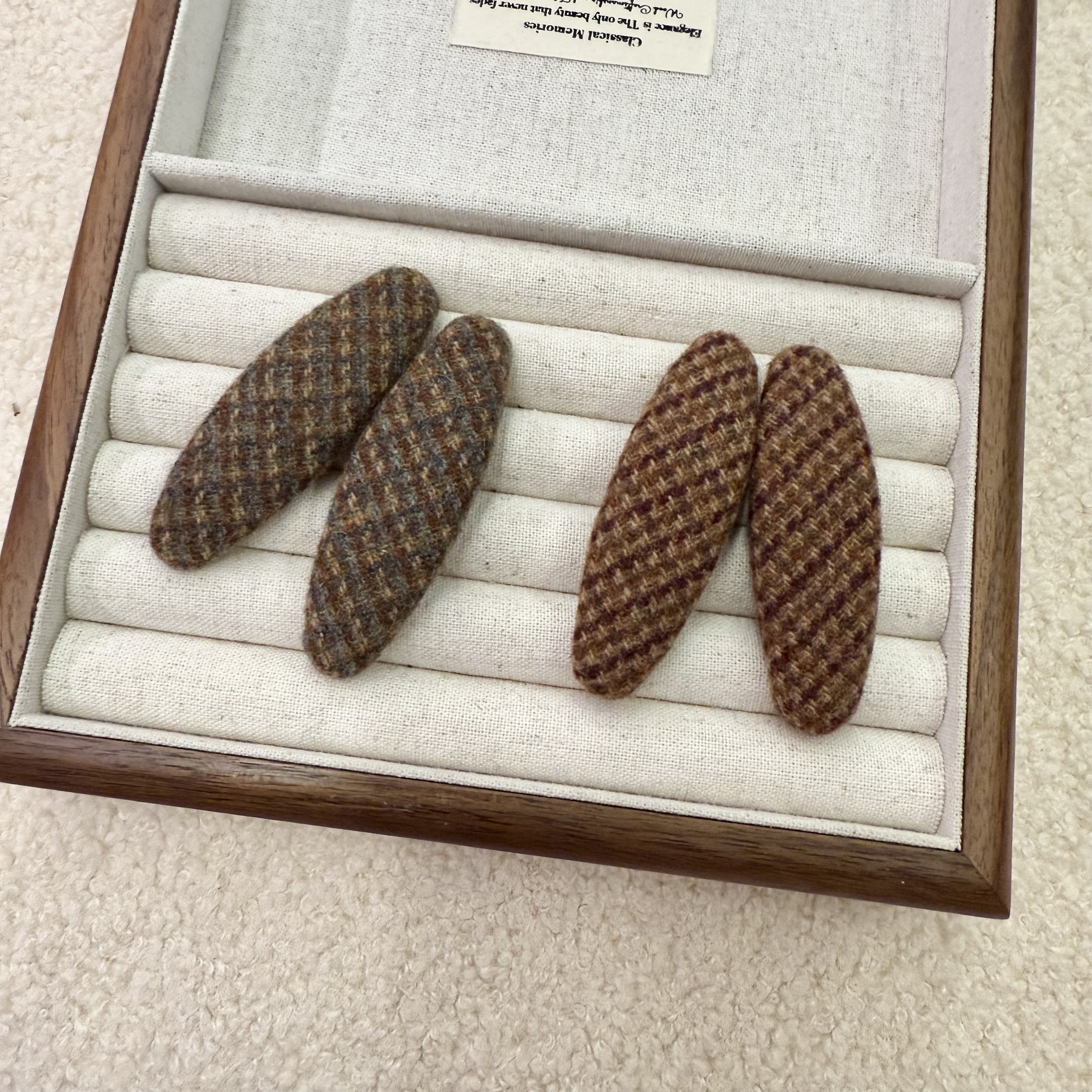 韩国秋冬新款羊毛千鸟格小香风格纹BB夹复古发卡碎发夹侧边夹