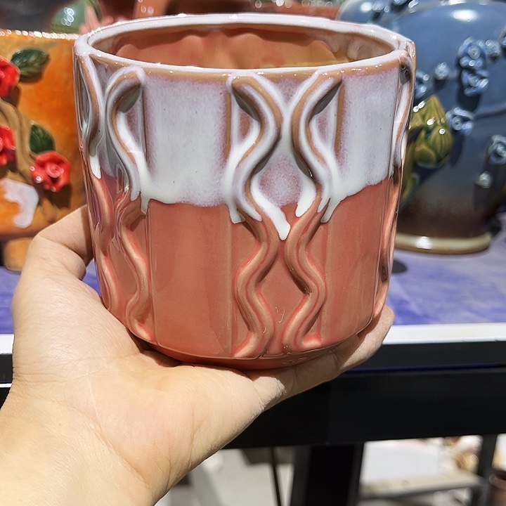 瓷片花盆多肉植物艺术品