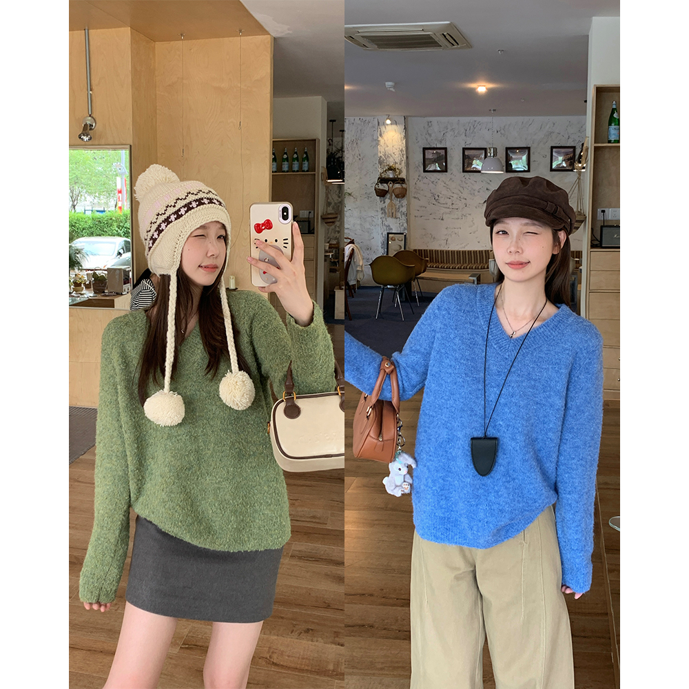 慵懒风长袖针织衫内搭毛衣女2025秋冬新款胖mm大码休闲韩系宽松