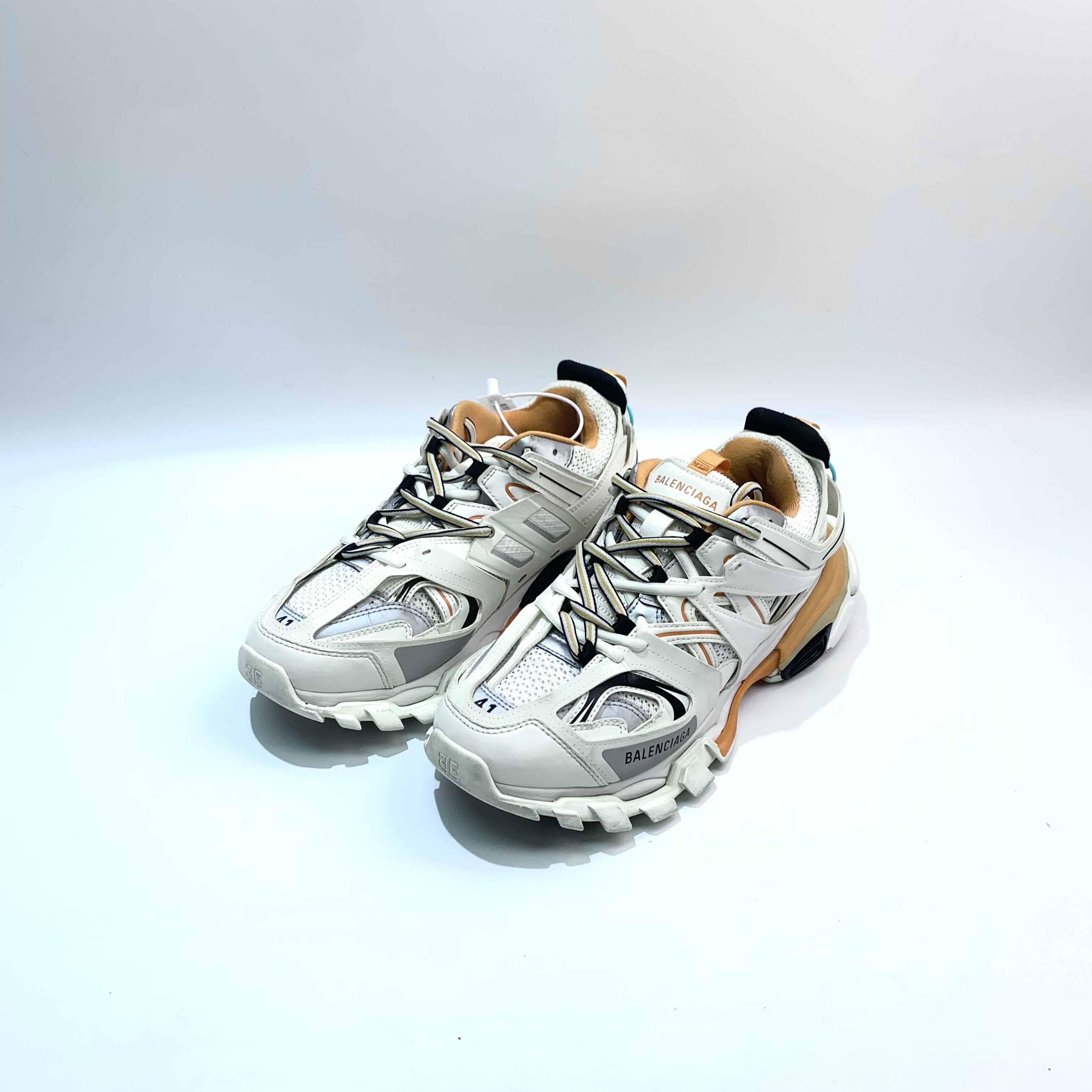 95新 Balenciaga/巴黎世家 41码 白橙色Track1.0老爹鞋 bl0444