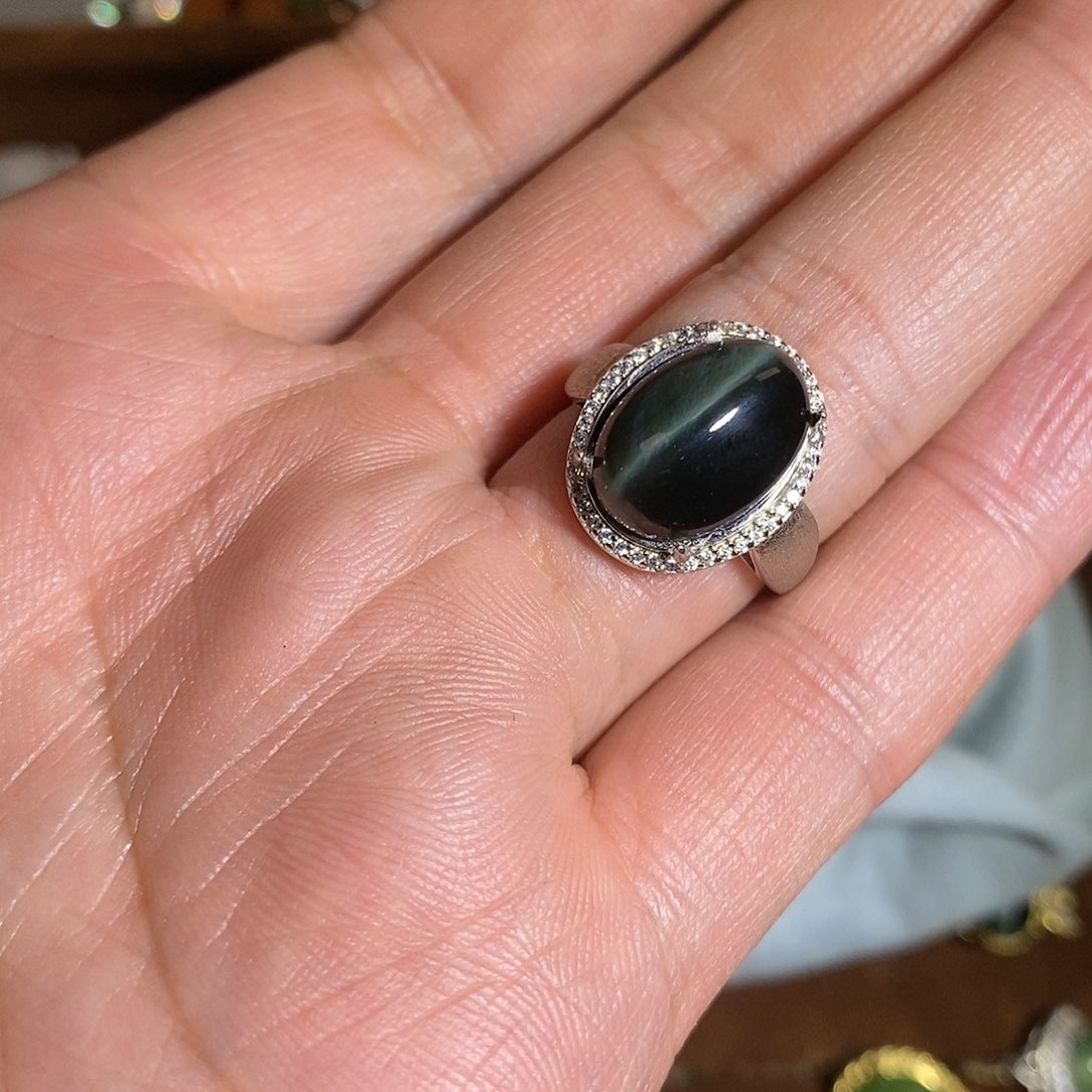 【闪购商品】银S925镶嵌戒指和田玉（碧玉）D****u