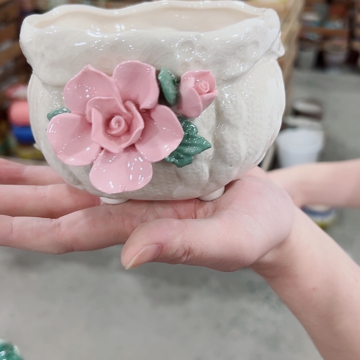 有孔.凑满10元发货多肉陶瓷花盆！