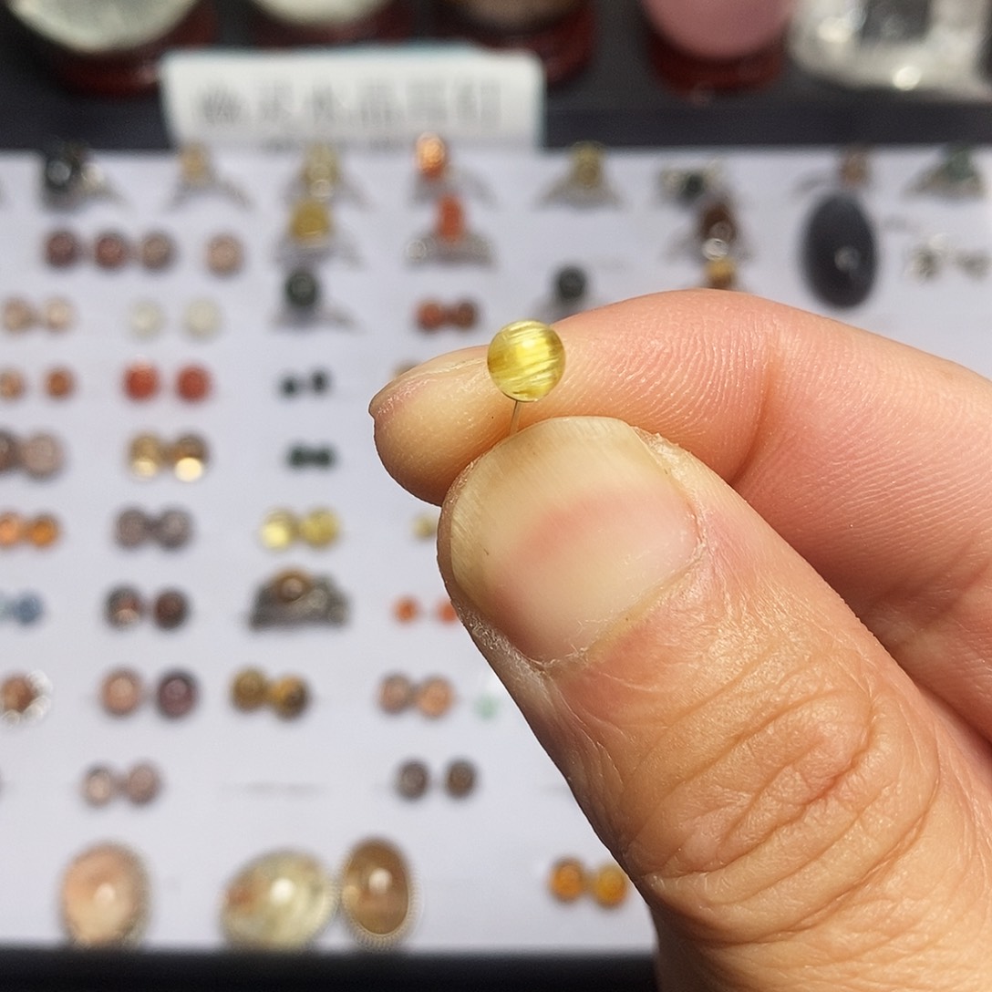 水晶耳钉银S925镶嵌明*酱钛晶耳钉5.1mm