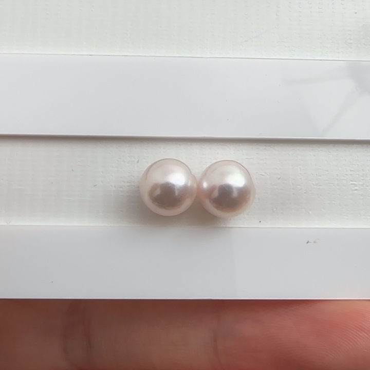 未镶嵌海水珍珠裸珠Akoya海水珍珠对珠8-8.5