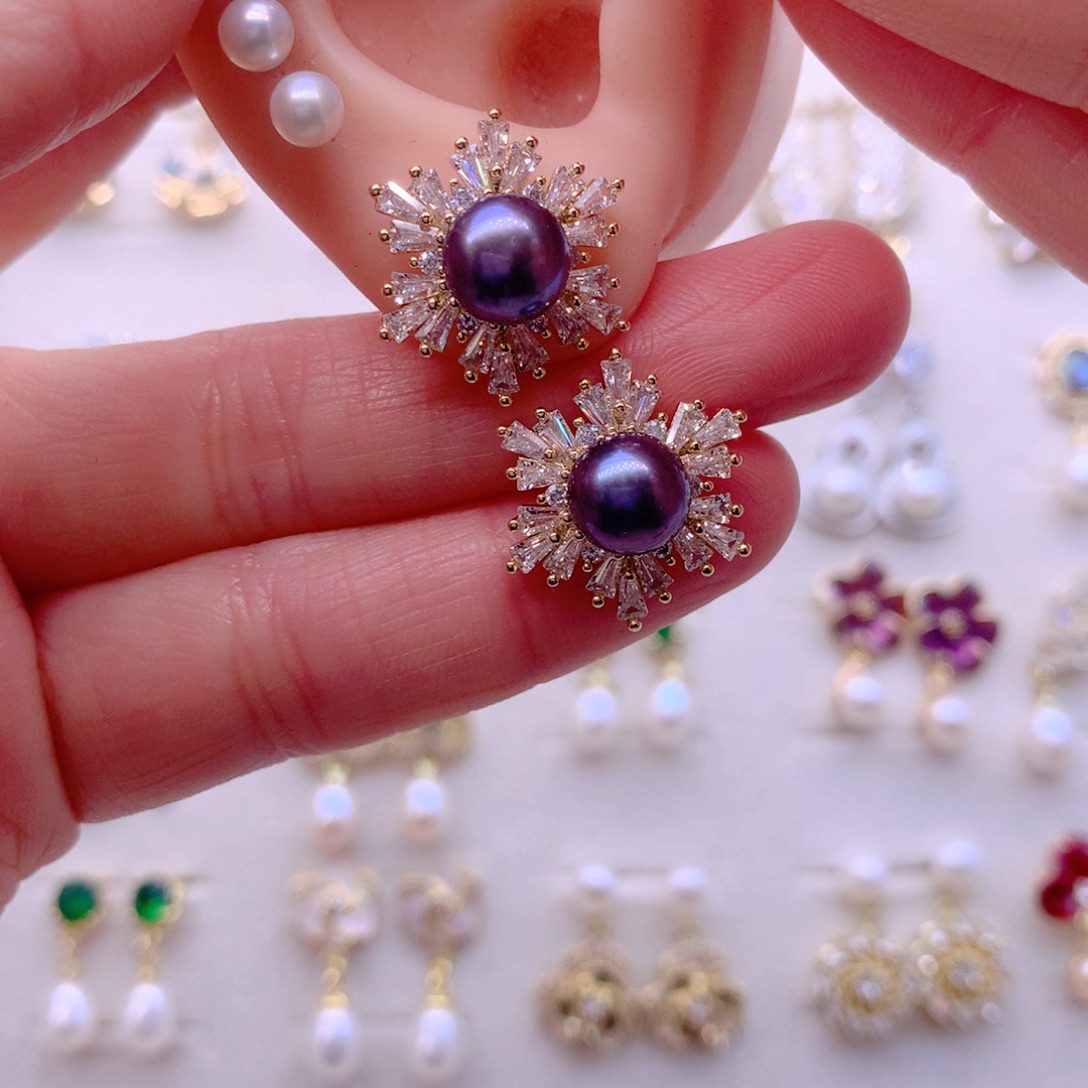 合金耳饰淡水珍珠