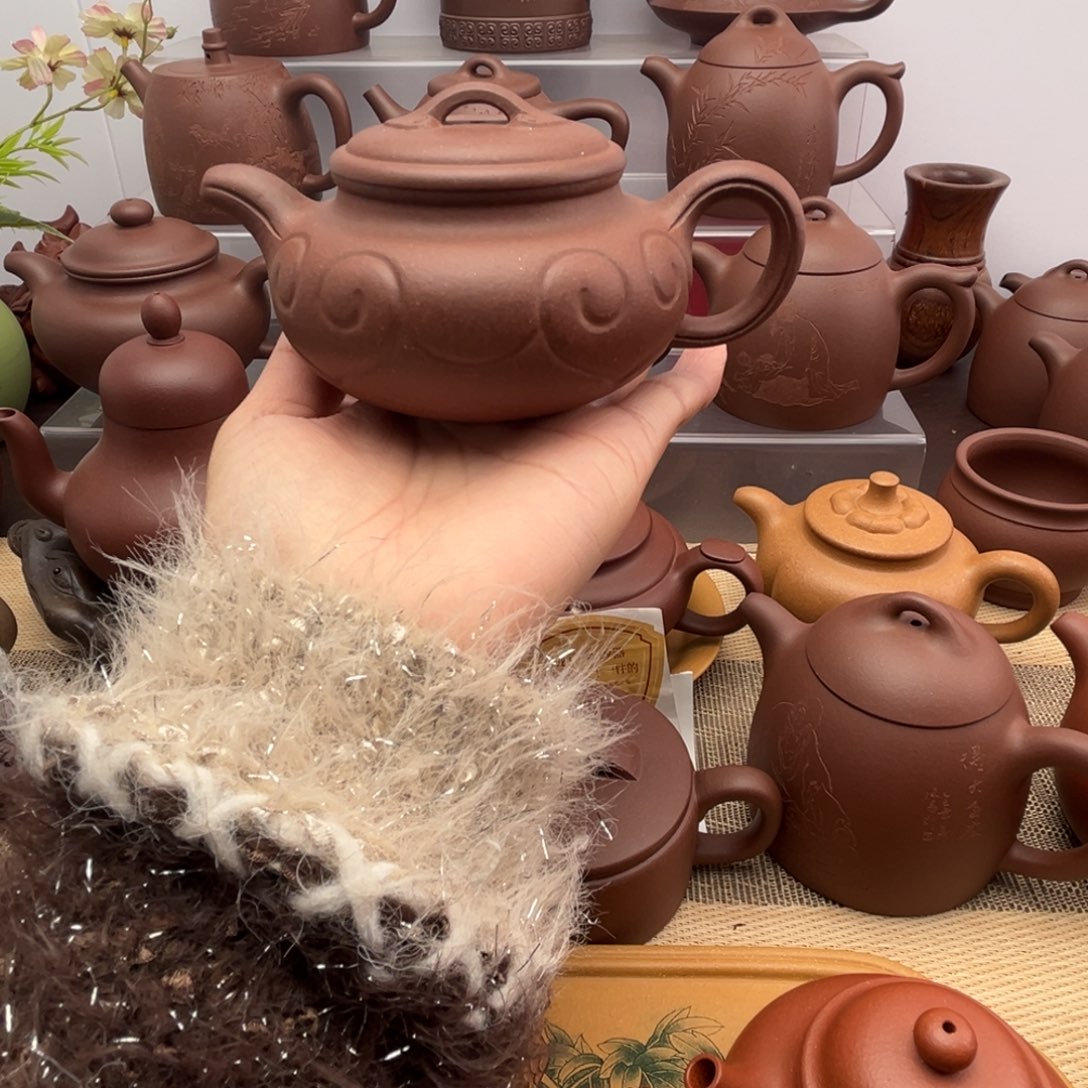 紫砂茶壶底槽清仿古如意