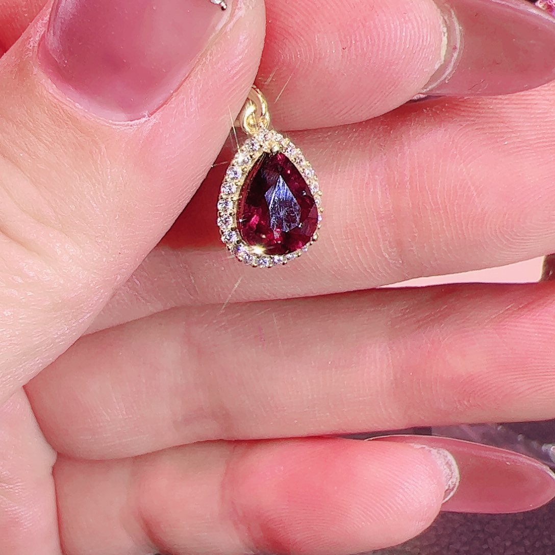 碧玺碧玺吊坠银S925镶嵌