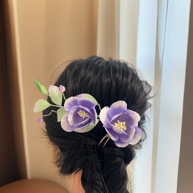 闫颜发饰   蚕丝绒花    非遗传承   复古头饰