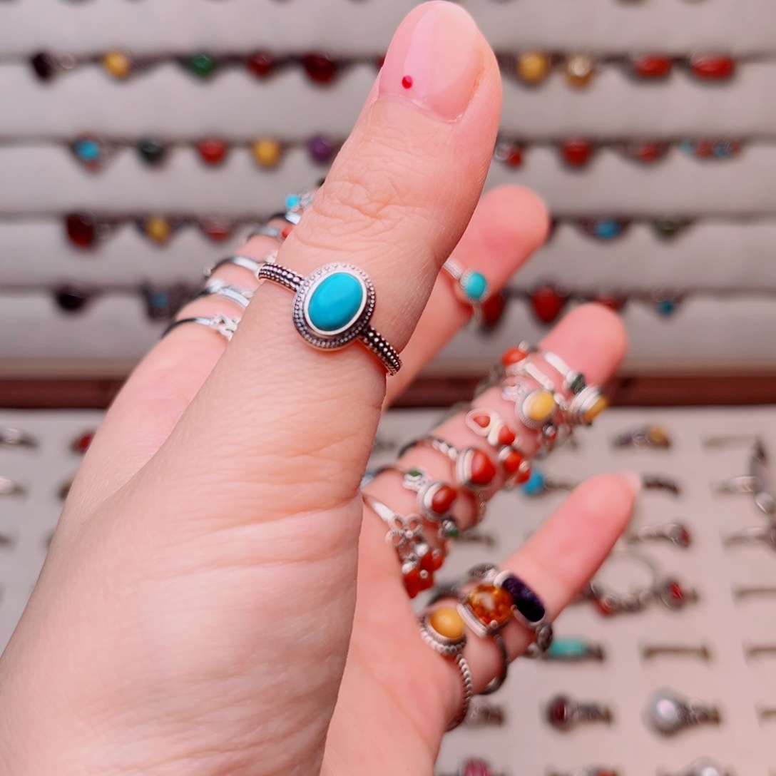 ～***～足银大理石纯银戒指