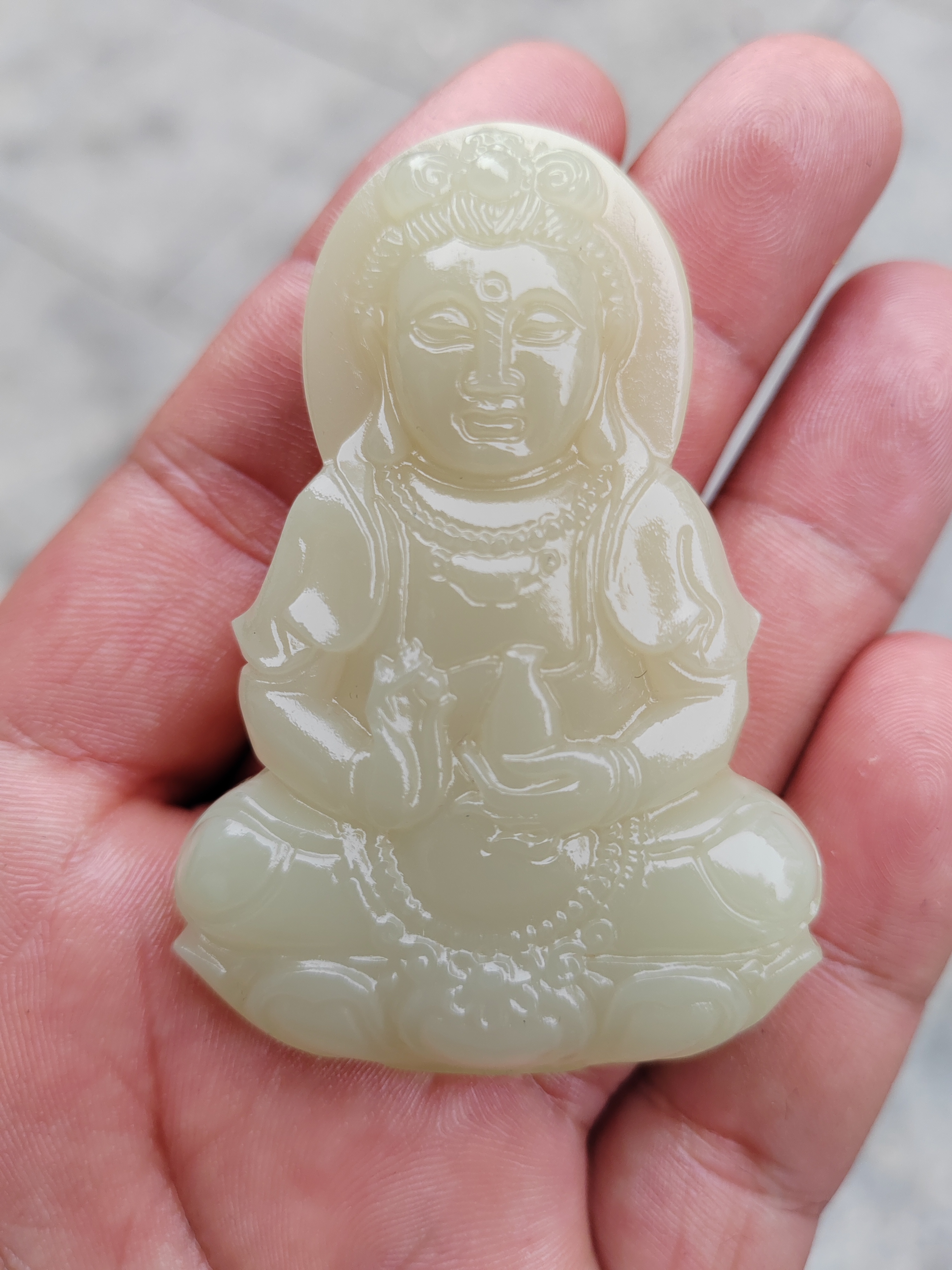 高端大气精品青白双面观音挂件
