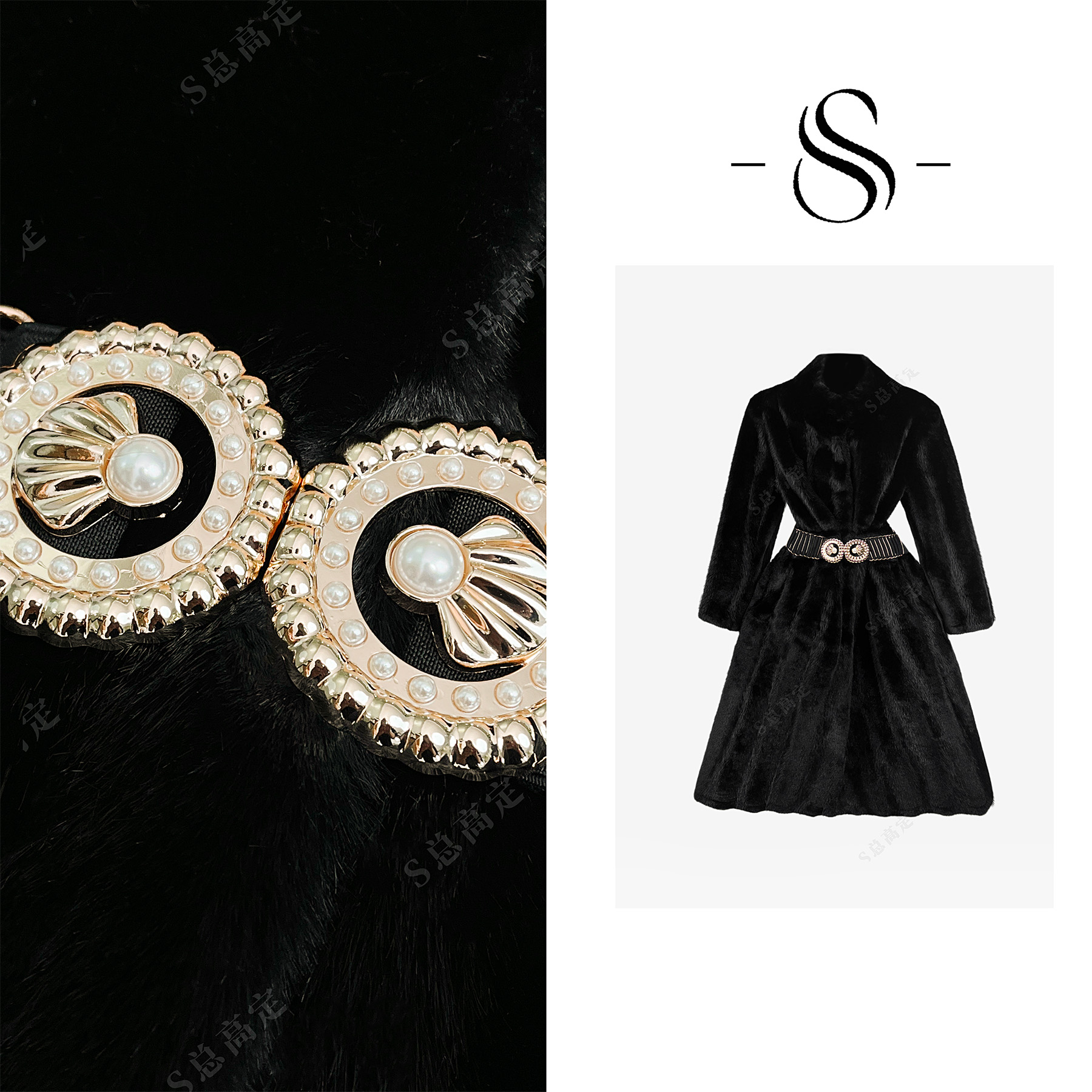 【妮妮】冬季新款欧式时尚百搭拼接设计气质保暖外套D0425