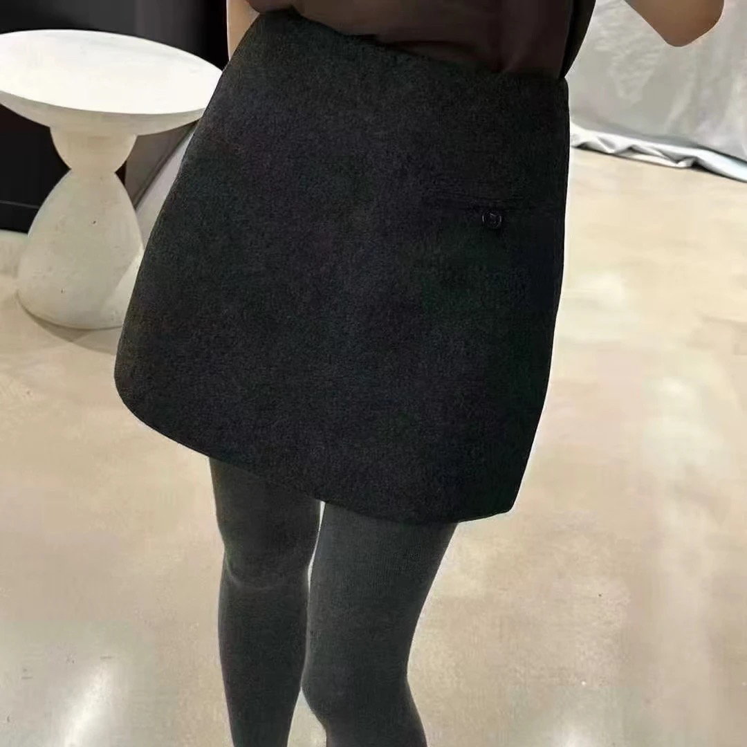 737 miu系秋冬加厚中腰毛呢半身裙