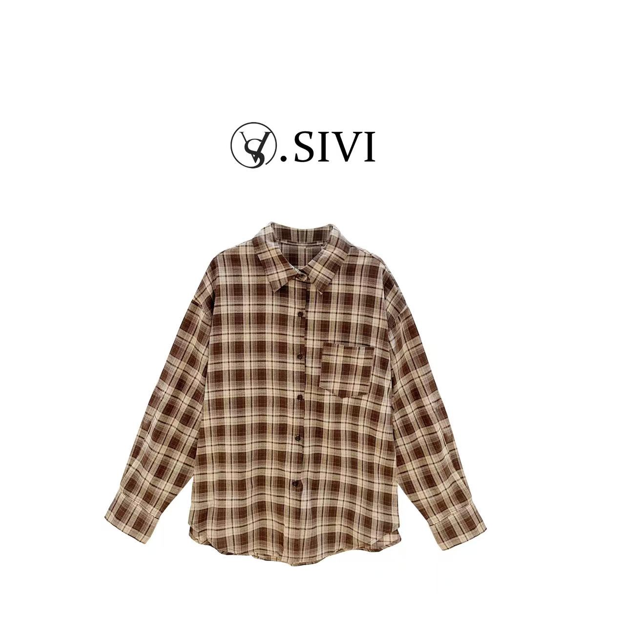 熙薇【南天竹泪】2025早秋新款时尚休闲宽松长袖衬衫H3878