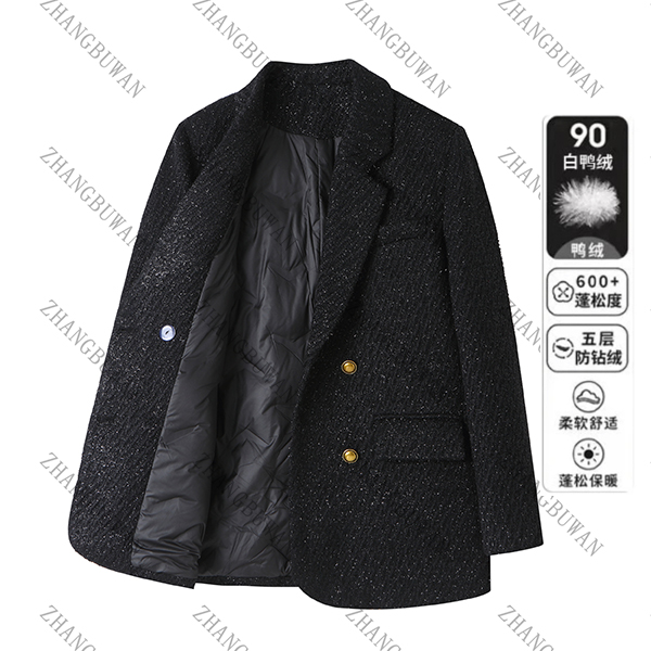 90白鸭绒西装羽绒服加厚亮丝含毛2025新款冬季外套