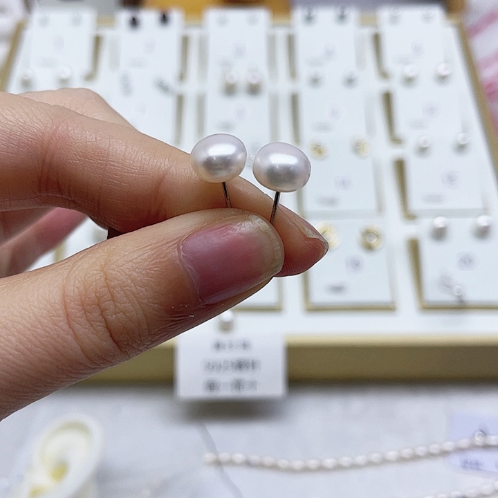 淡水珍珠耳饰银S925镶嵌皮****西