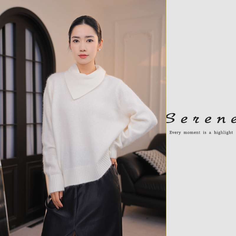 十一Serene 冬季毛针织衫上衣针织翻领韩版打底衫QM72360