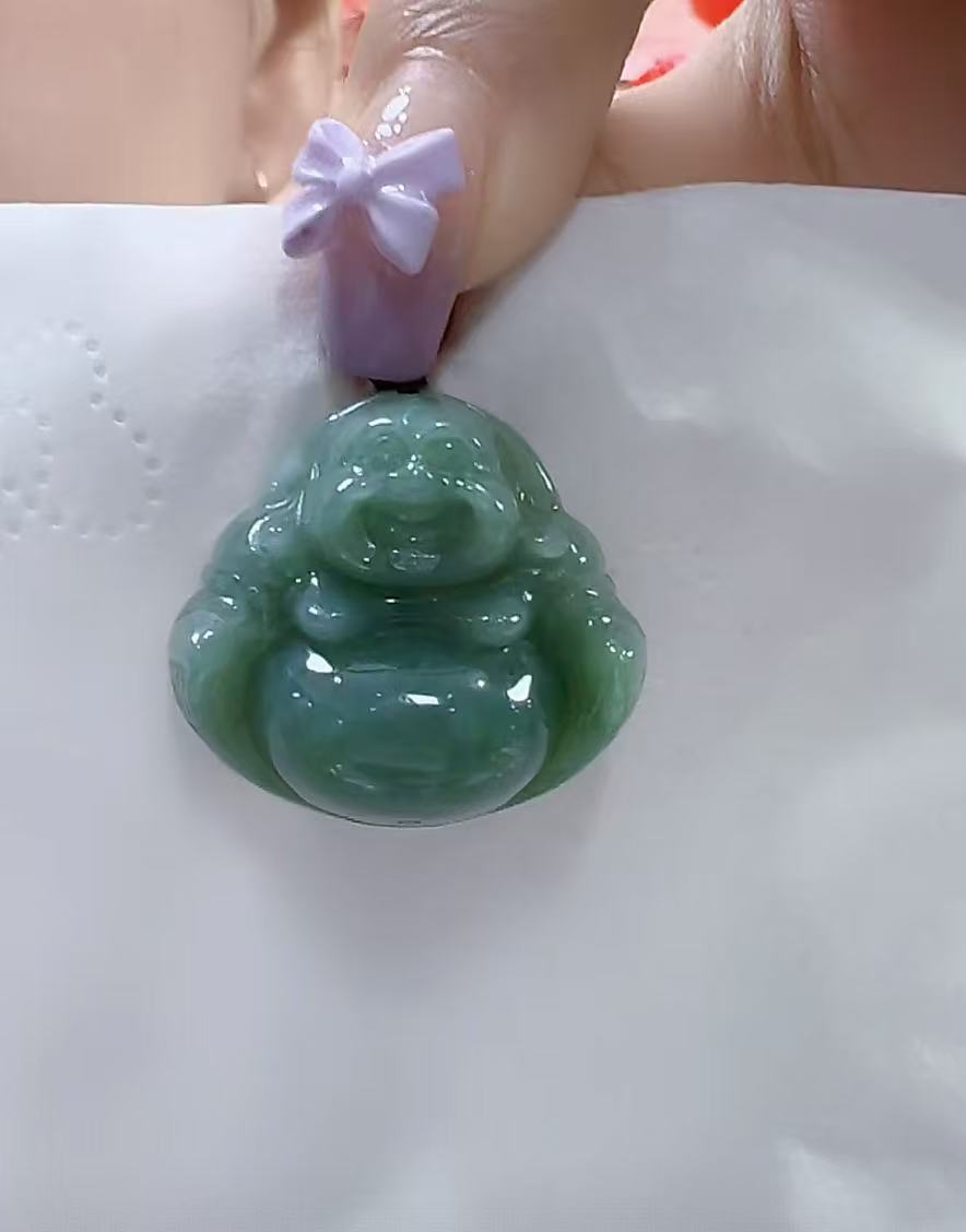 天然翡翠A货佛公（多样性发货只发一个）宽27-30高25+厚11-13送绳