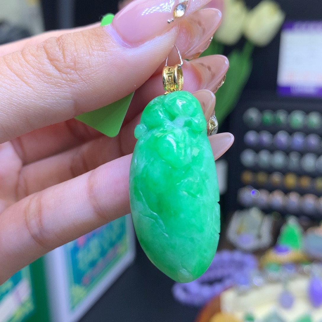 翡翠颈饰18K金镶嵌天然