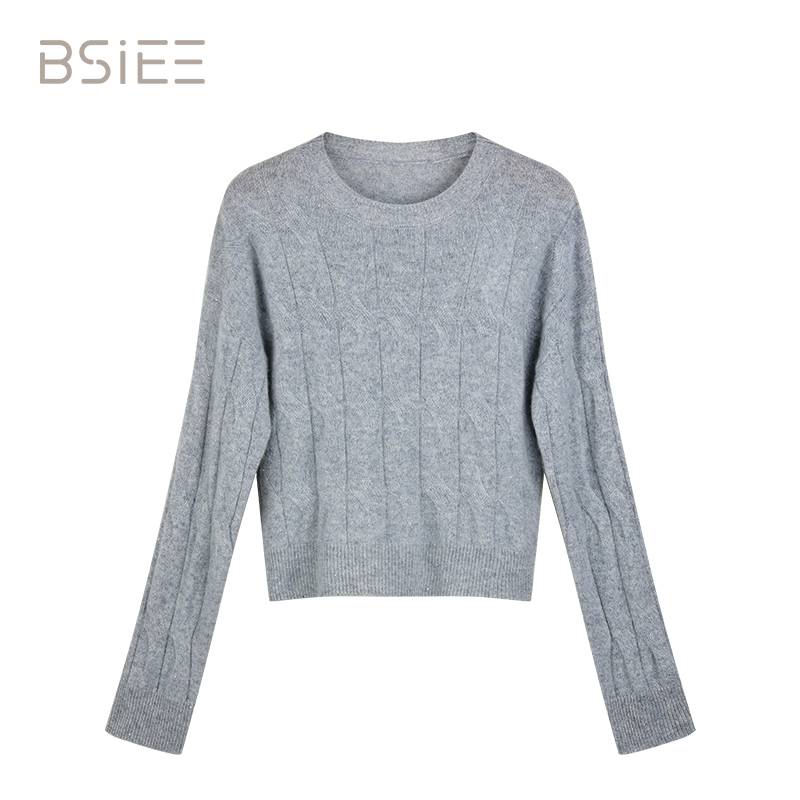 BSIEE圆领亮片秋冬毛衣芒果长袖针织衫长袖圆领
