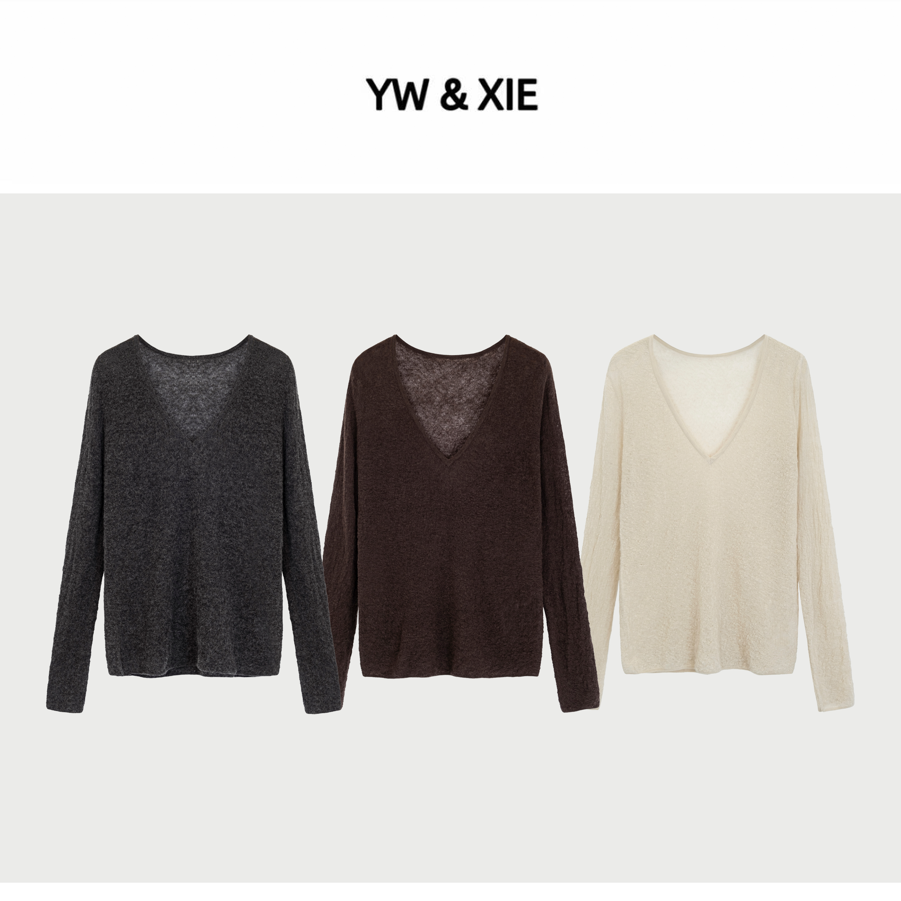 YW&XIE<25017>“羊毛”V领百搭秋冬秋季针织休闲内搭