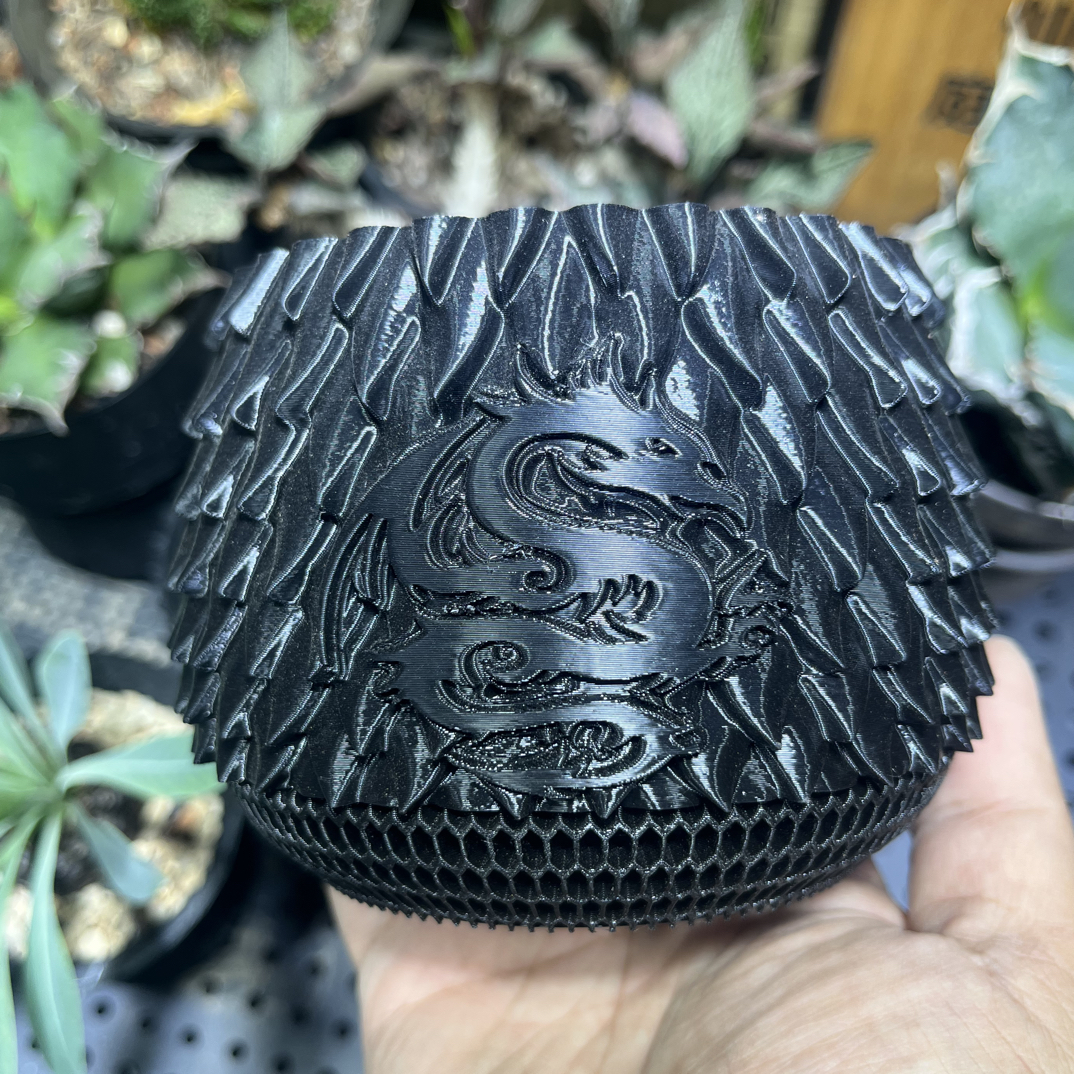 潮玩块根花盆3d打印龙鳞多肉仙人球龙舌兰s30