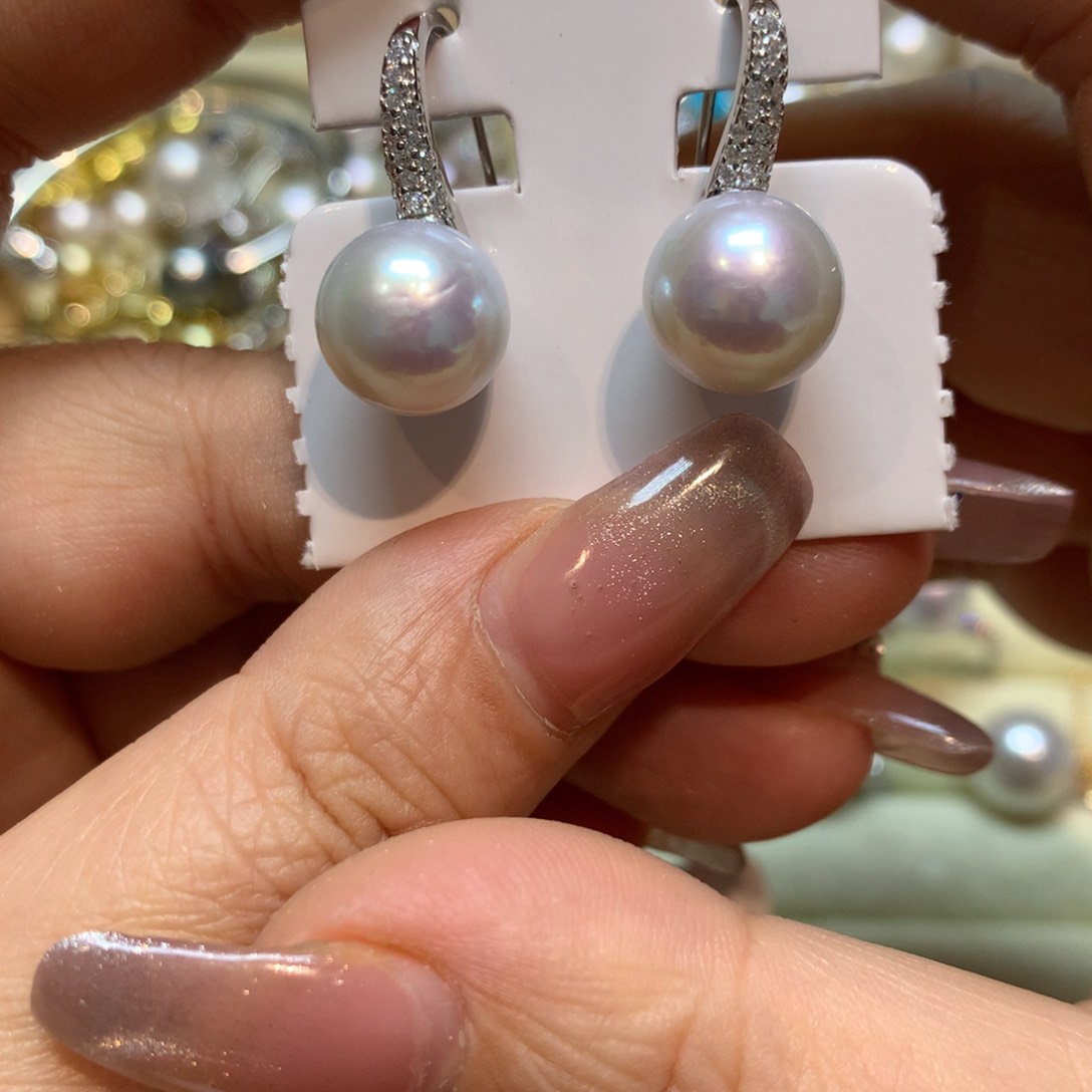 淡水珍珠耳饰银S925镶嵌