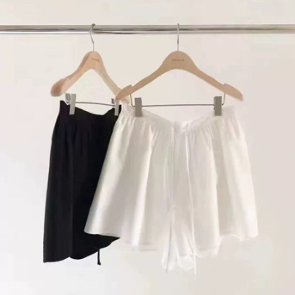 现货！韩国东大门ounce 2025夏新松紧腰系带显瘦阔腿休闲短裤