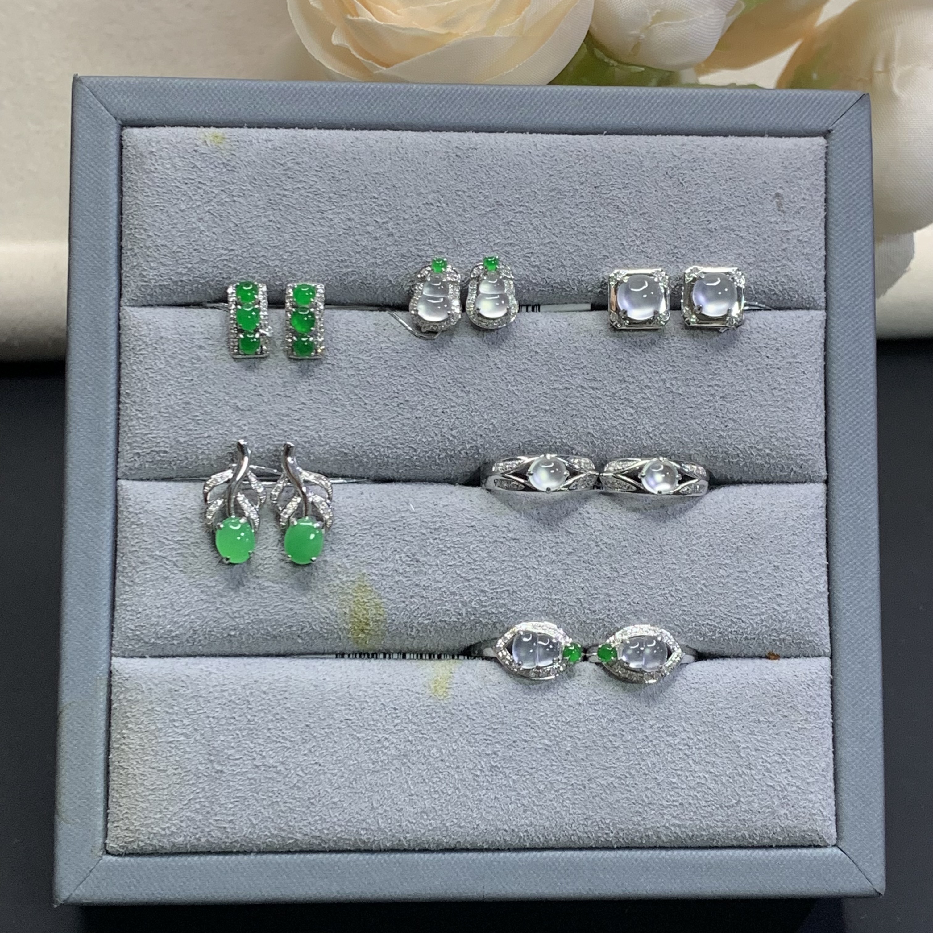 翡翠耳饰18K金镶嵌（多样性发其一）XY14