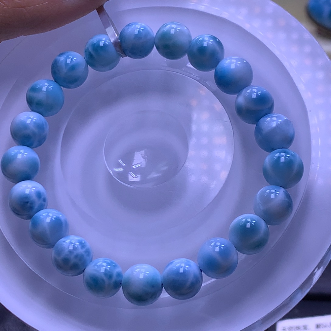 针钠钙石（海纹石）未镶嵌手链精品9mm手串色差略异