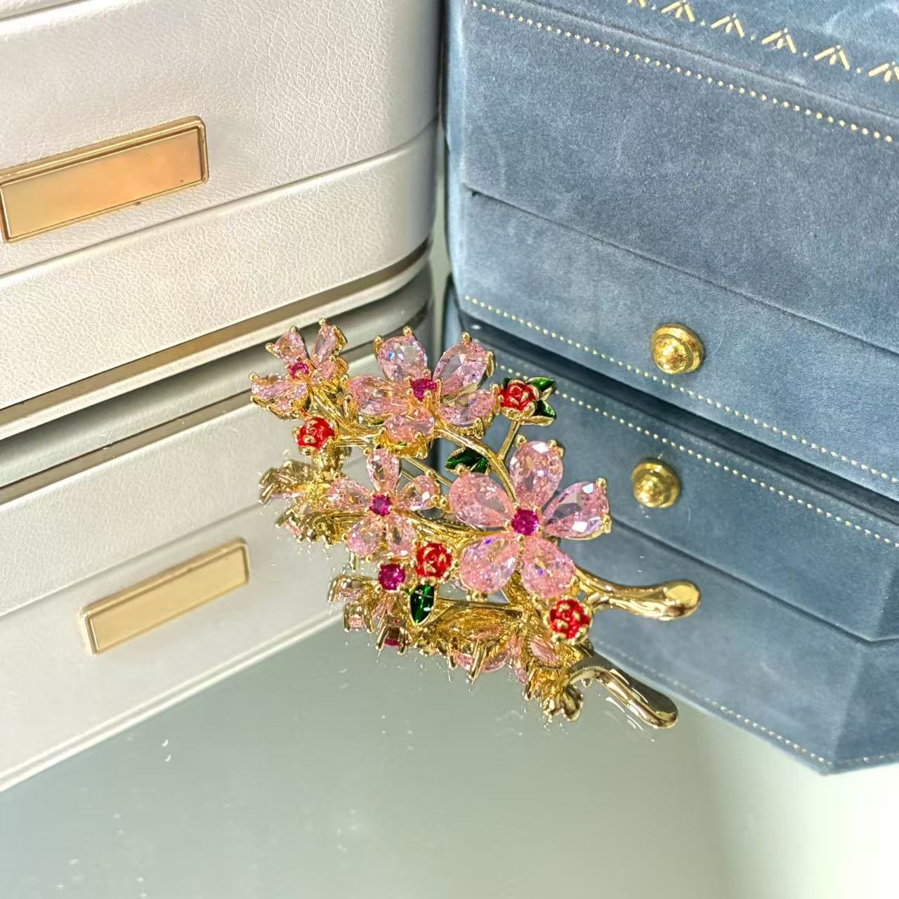 合金胸针 【粉晶花簇】简约百搭精致优雅高档春夏时尚胸针5084