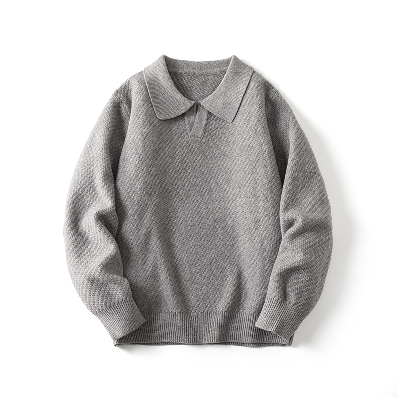 RLFS男士老钱风针织衫卫衣套头毛衣简约慵懒开领秋季新款百搭3008