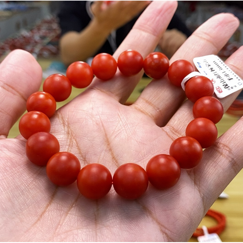 【小刘南红】保山南红精品哑光圆珠单圈 13mm 多样性发一