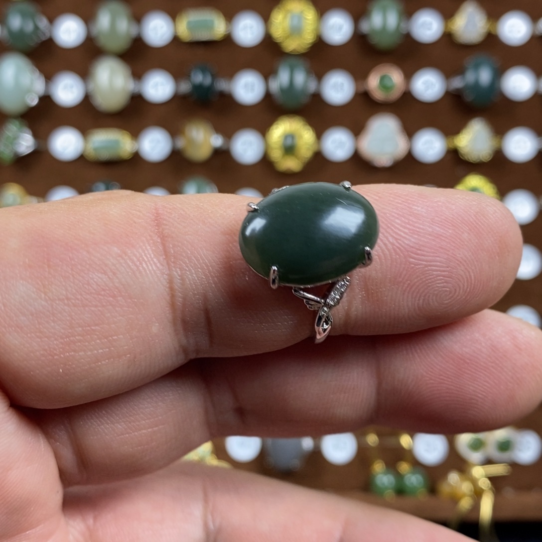 和田玉（青玉）戒指合金