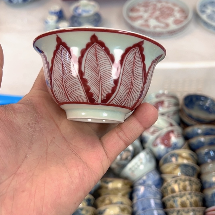 瓷片釉里红八焦纹压手杯主人杯全品
