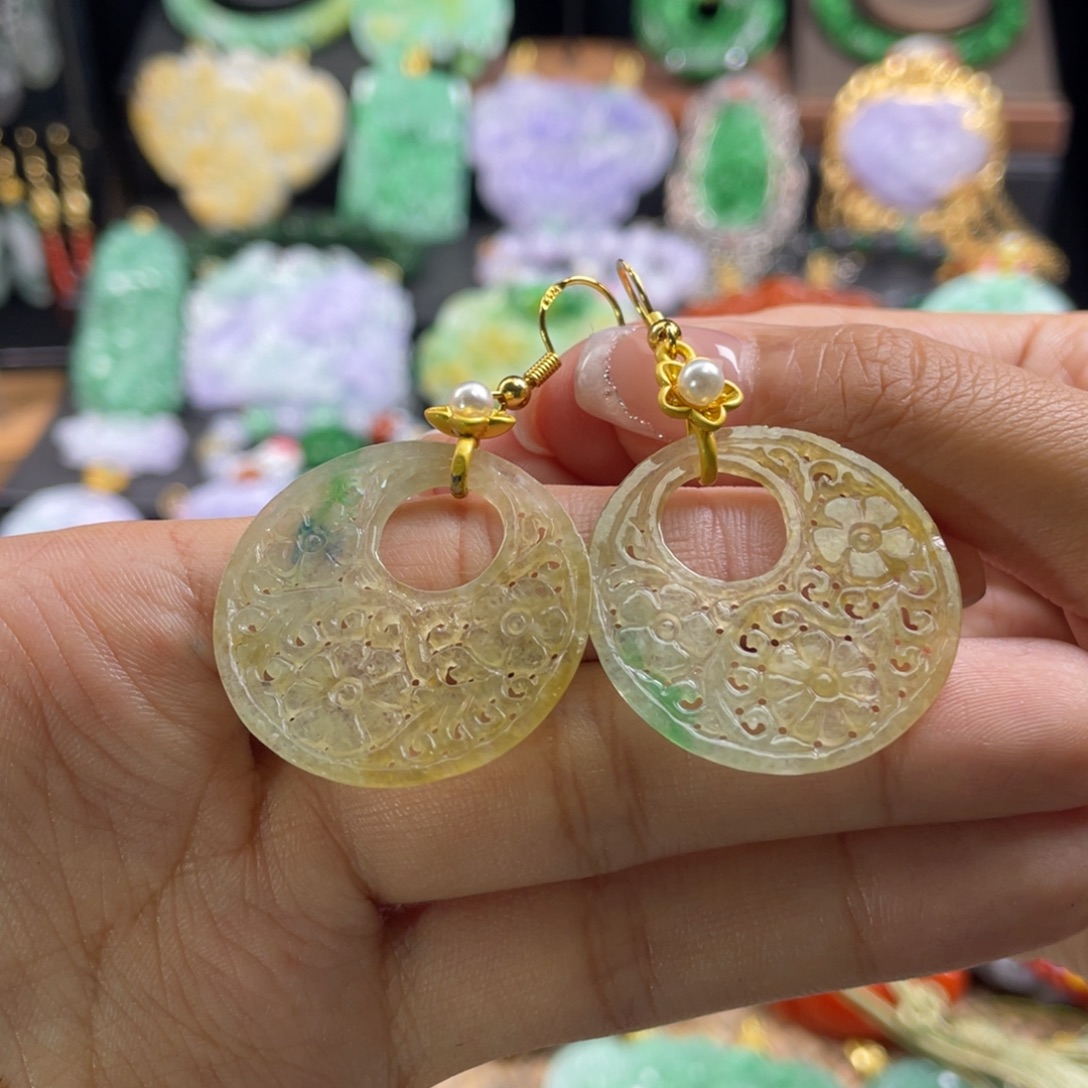 翡翠未镶嵌耳饰代编织