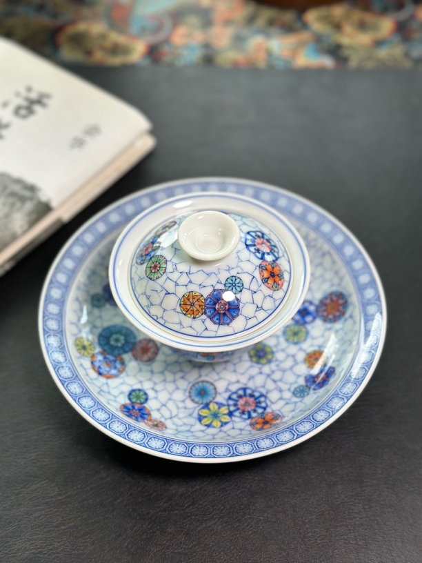 景德镇制新品高温釉下复古皮球花泡茶功夫茶具高端家用