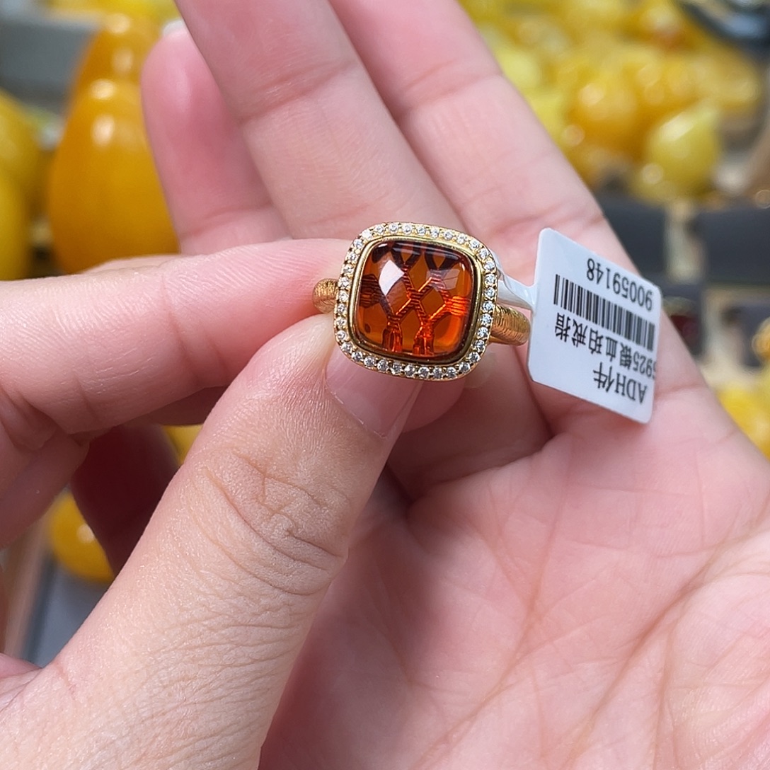 琥珀银S925镶嵌裸石多样性发其一h