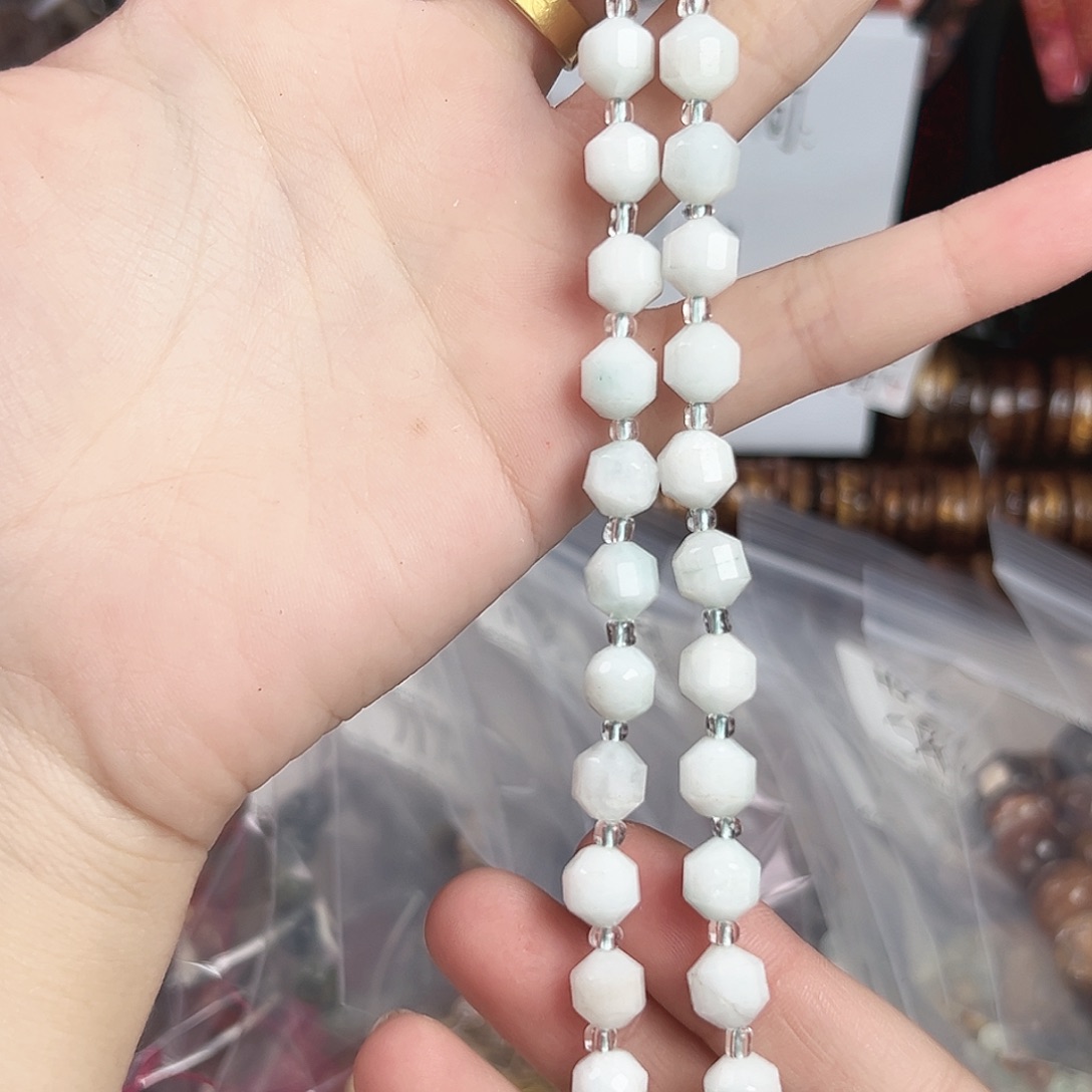 玛瑙/玉髓合金珠宝半成品h559 钻切陀螺玛瑙一条