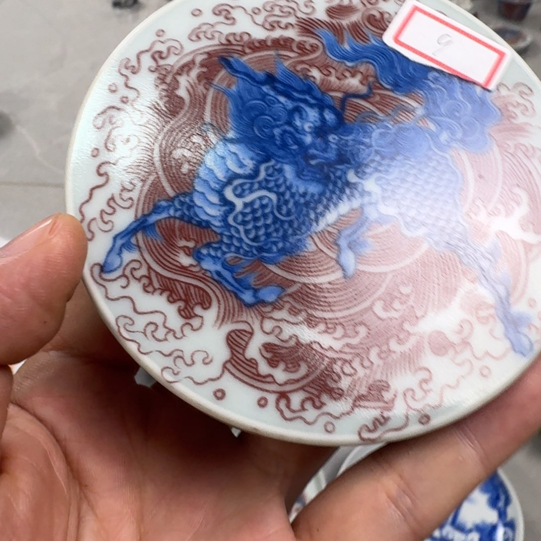 杯麒麟踏浪盖置景德镇